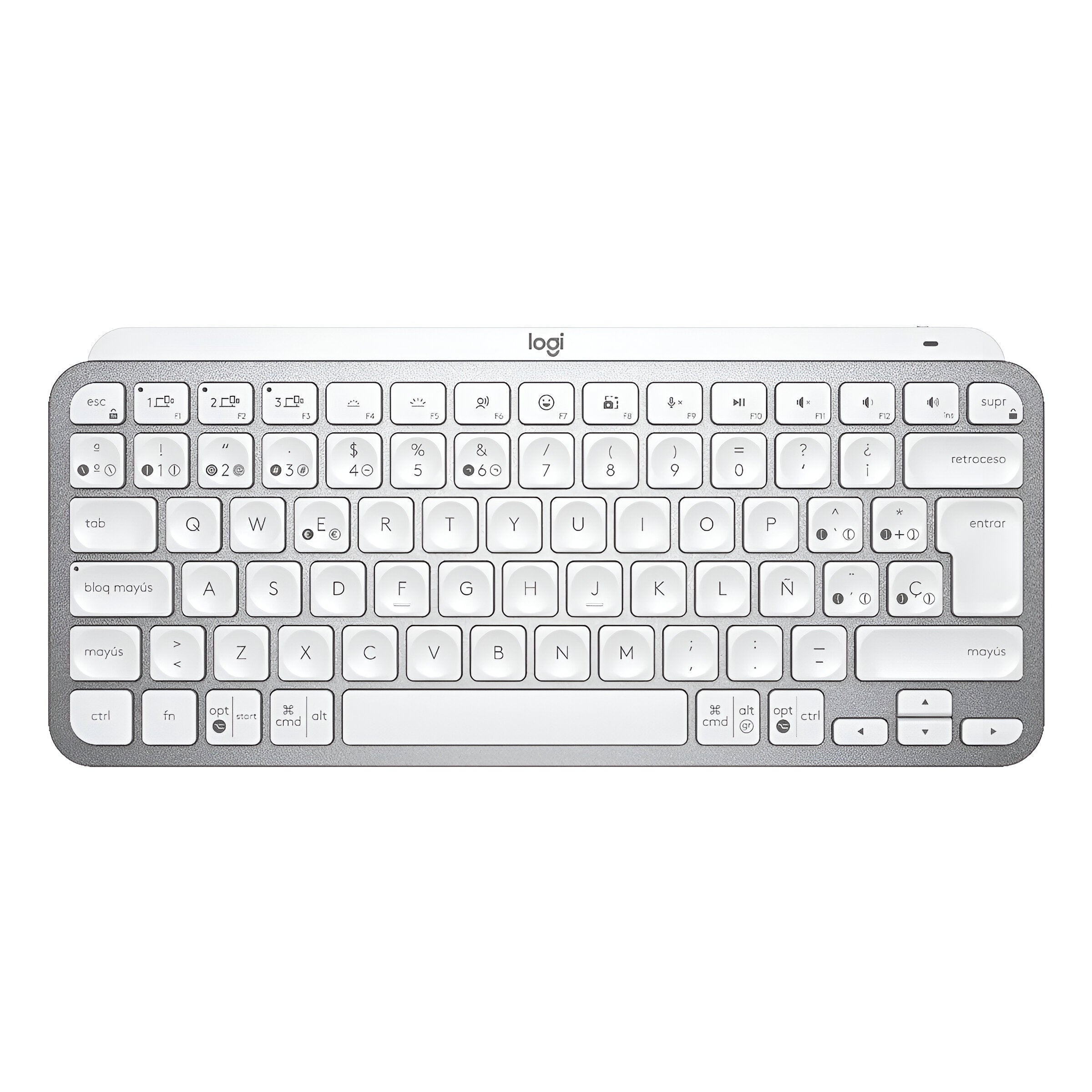 TECLADO LOGITECH MX KEYS MINI, INALAMBRICO, RF WIRELESSBLUETOOTH GRIS PALIDO