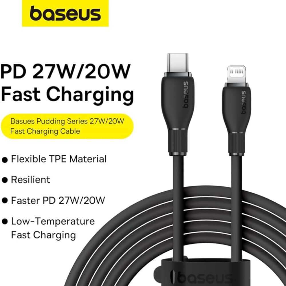 CABLE TIPO C A LIGHTNING 1.2MT P10355701111-B1 SILICONA 20W NEGRO