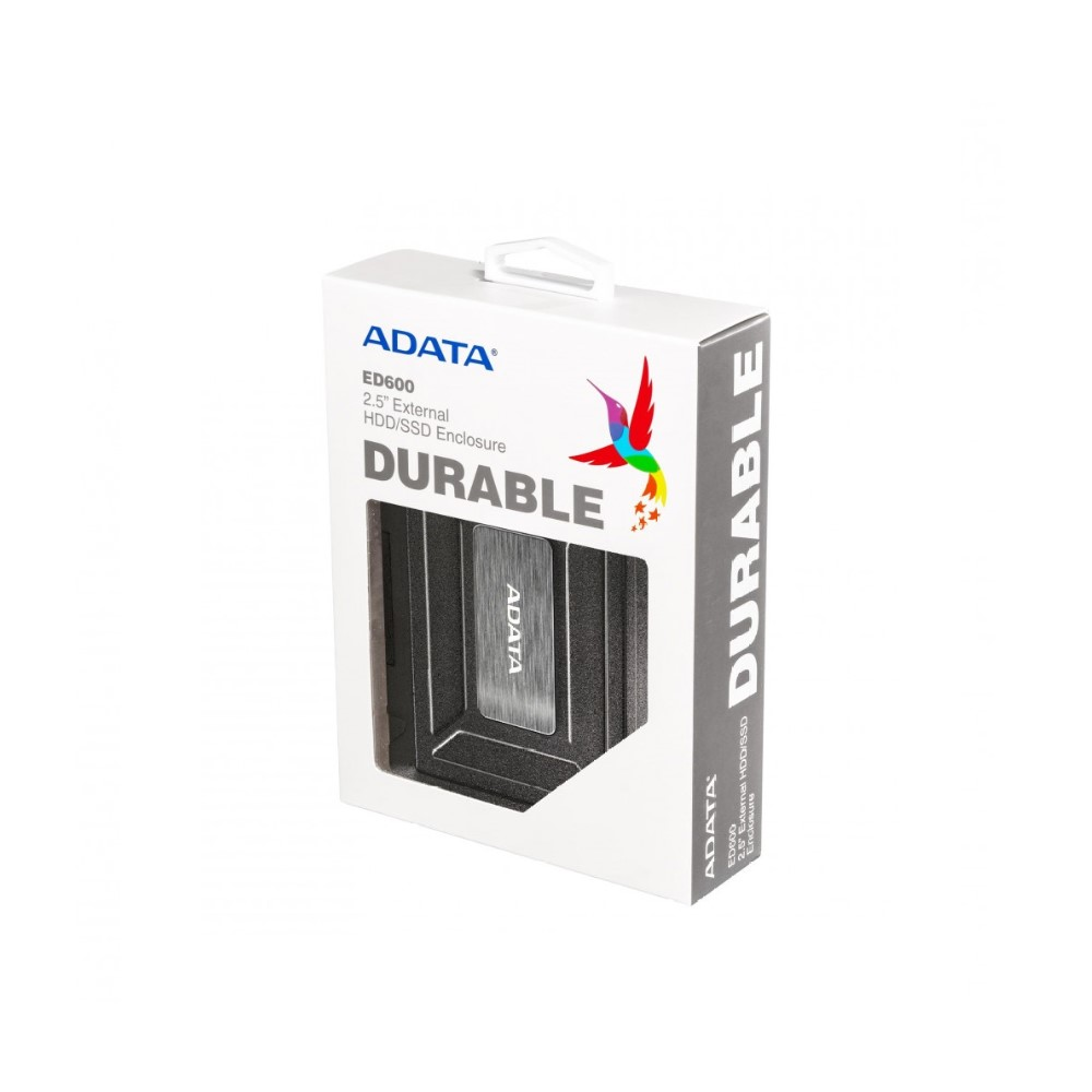ENCLOSURE EXTERNO 2.5 ADATA AED600-U31, NEGRO, IP54 RESISTENTE A CAIDAS, AGUA, POLVO, SATA 3.0, USB