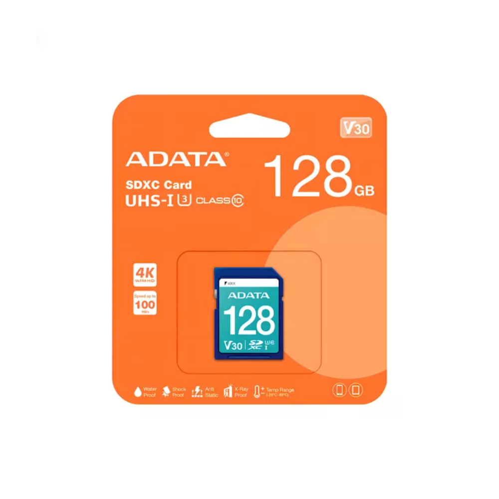 FLASHCARD/ADATA SD  128GB V30S CLASE 10 4K UHD 100/85MBPS
