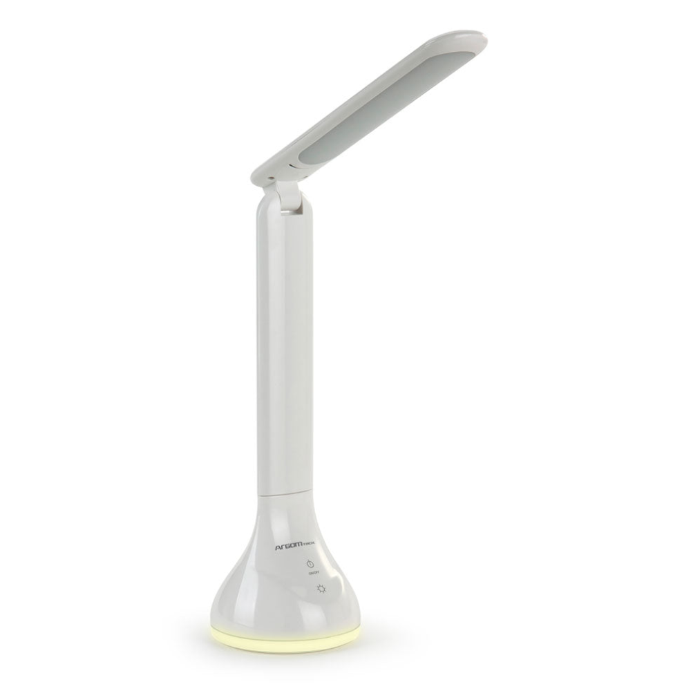 LAMPARA ARGOMTECH/ARG-LP-9011WT LED RECARGABLE PLEGABLE 3 NIVELES DE BRILLO BATERIA 1200MAH