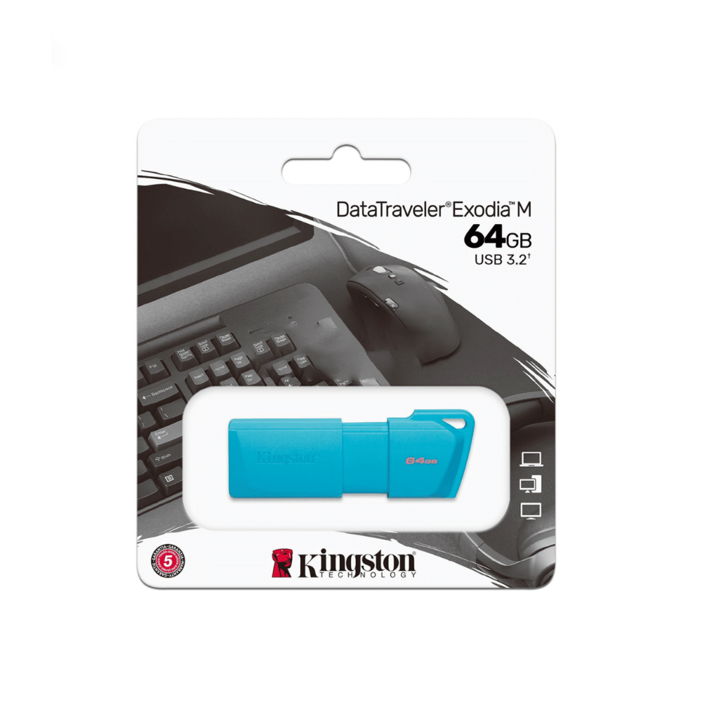 FLASHMEMORY KINGSTON DTXM 64GB TURQUEZA NEON USB 3.2 GEN 1 KC-U2L64-7LB DATATRAVELER EXODIA