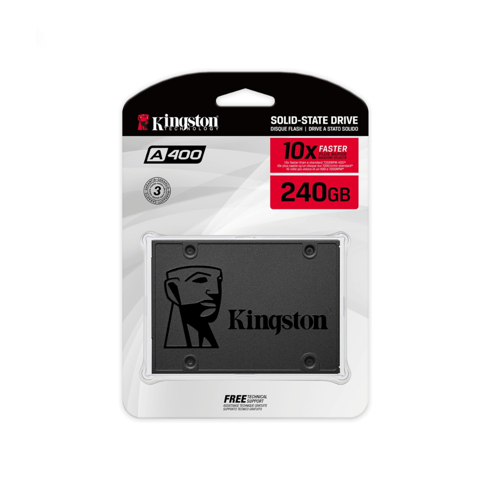 DISCO SSD KINGSTON 2.5 SATA A400 240GB TLC NAND STANDALONE DRIVE READ 500MB/S AND WRITE 350MB/S