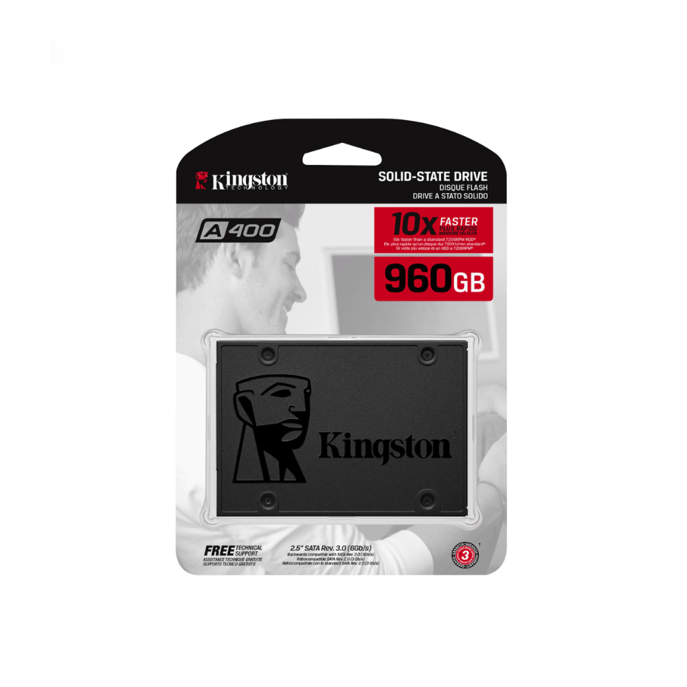 DISCO SSD KINGSTON 2.5 SATA A400 960GB TLC NAND STANDALONE DRIVE, READ 500MB/S AND WRITE 450MB/S