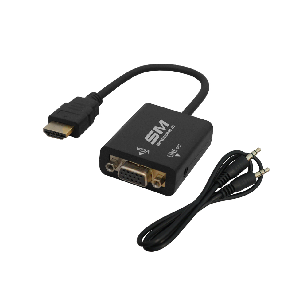 ADAPTADOR SPEEDMIND SM1890 HDMI A VGA / SOPORTA 1080P / PLUG & PLAY / CABLE AUDIO 3.5