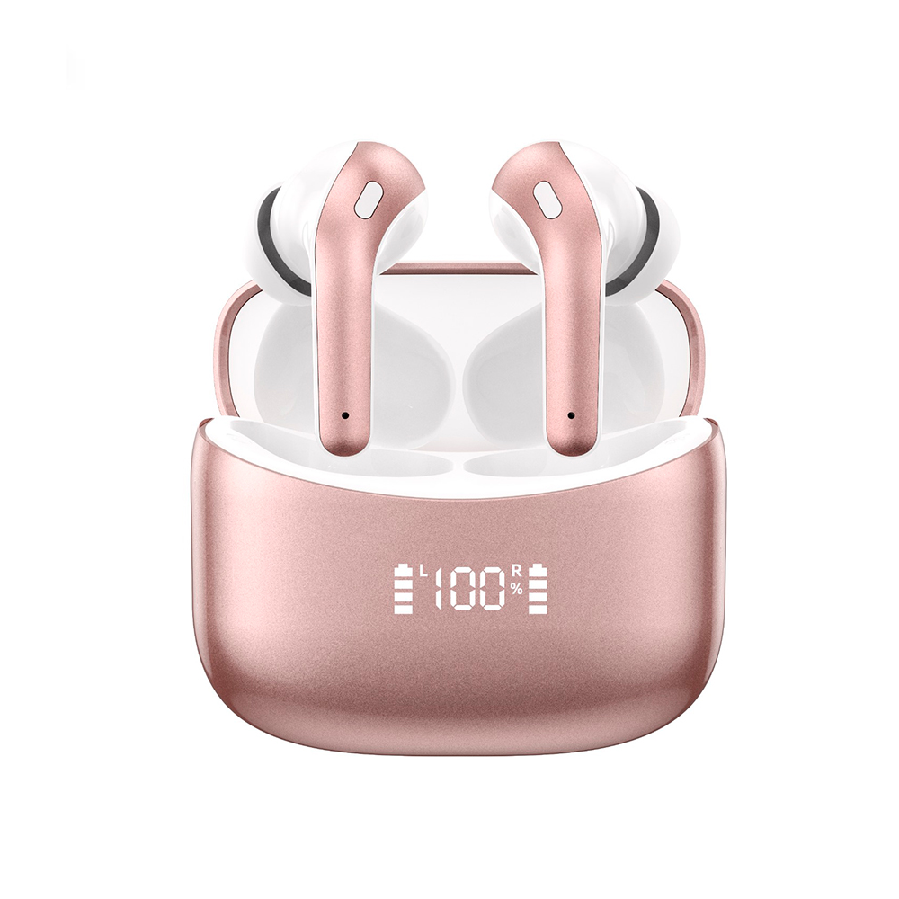 HEADSETS TEROS  TE8074GR IN-EAR BT 5.3 ROSE GOLD ESTUCHE DE CARGA 400MAH RED. DE RUIDO  TYPE C