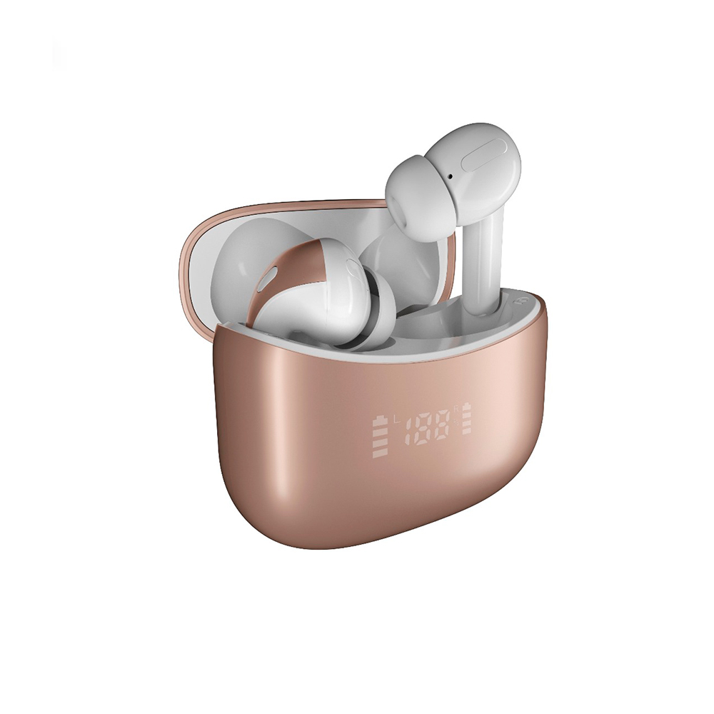 HEADSETS TEROS  TE8074GR IN-EAR BT 5.3 ROSE GOLD ESTUCHE DE CARGA 400MAH RED. DE RUIDO  TYPE C