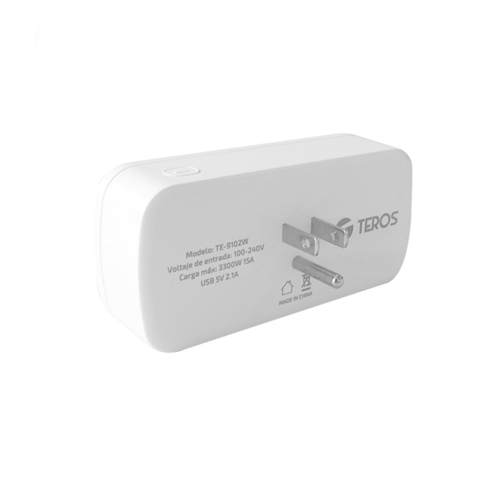 TOMACORRIENTE TEROS TE9102W SMART /2 TOMAS Y 2 PTOS. USB /WIFI 2.4GHZ /CARGA MAX. 3300W /APP TEROS