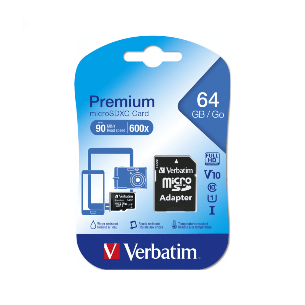 MICRO SD  VERBATIM 44084 64GB CLASE 10 ADAPTADOR SD