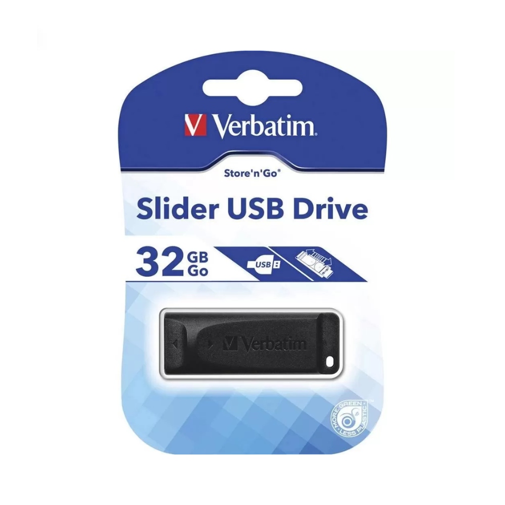 FLASHMEMORY VERBATIM 98697 32GB  SLIDER NEGRO USB DRIVE