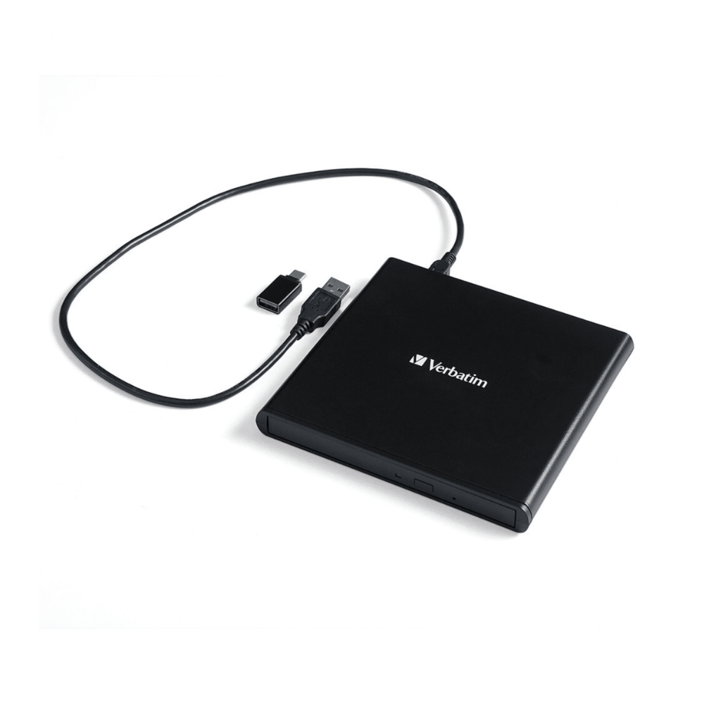 GRABADORA VERBATIM CD/DVD SLIMLINE EXTERNO / USB / ADAPTADOR USB C / WIN / SOFT. NERO BURN / M-DIS