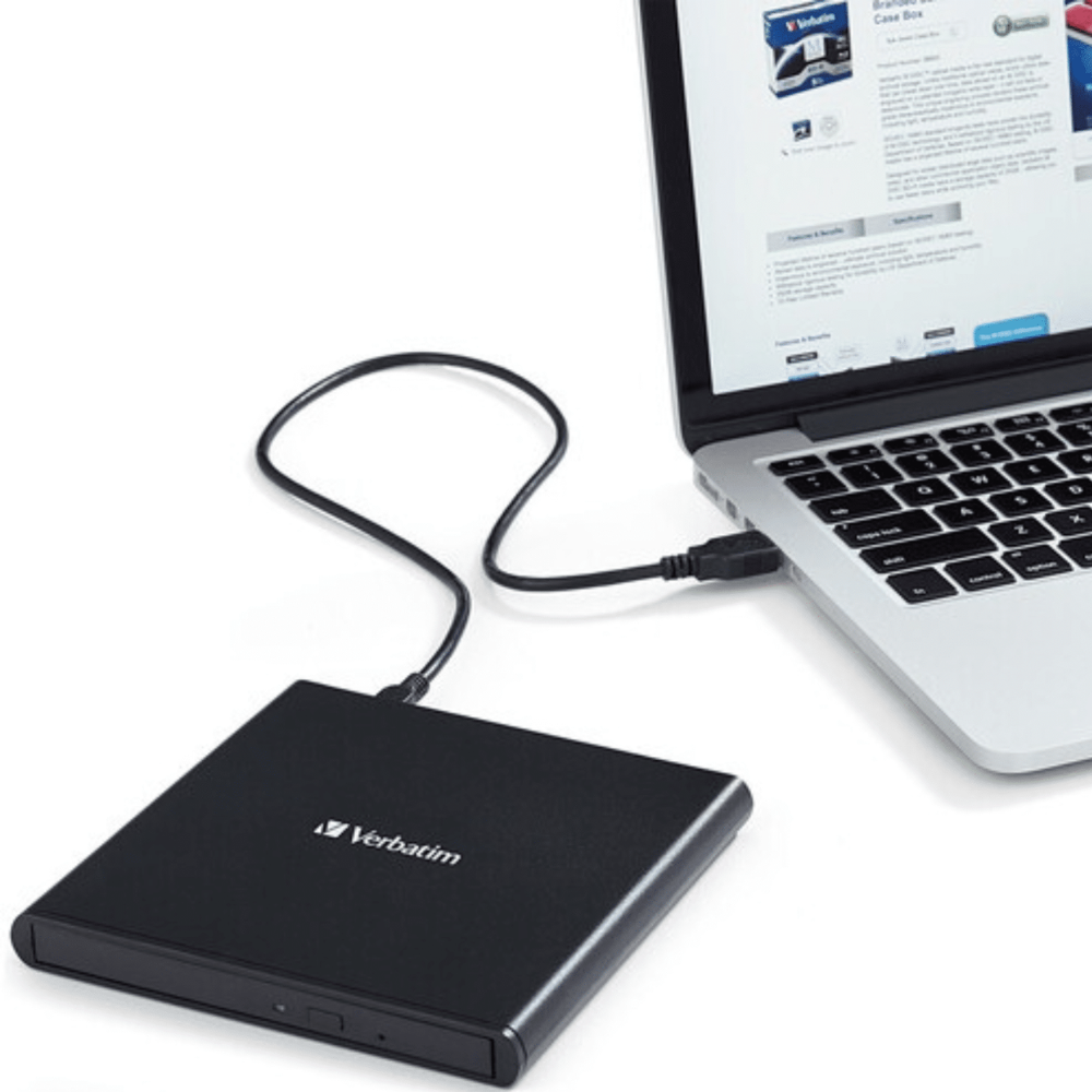 GRABADORA VERBATIM CD/DVD SLIMLINE EXTERNO / USB / ADAPTADOR USB C / WIN / SOFT. NERO BURN / M-DIS
