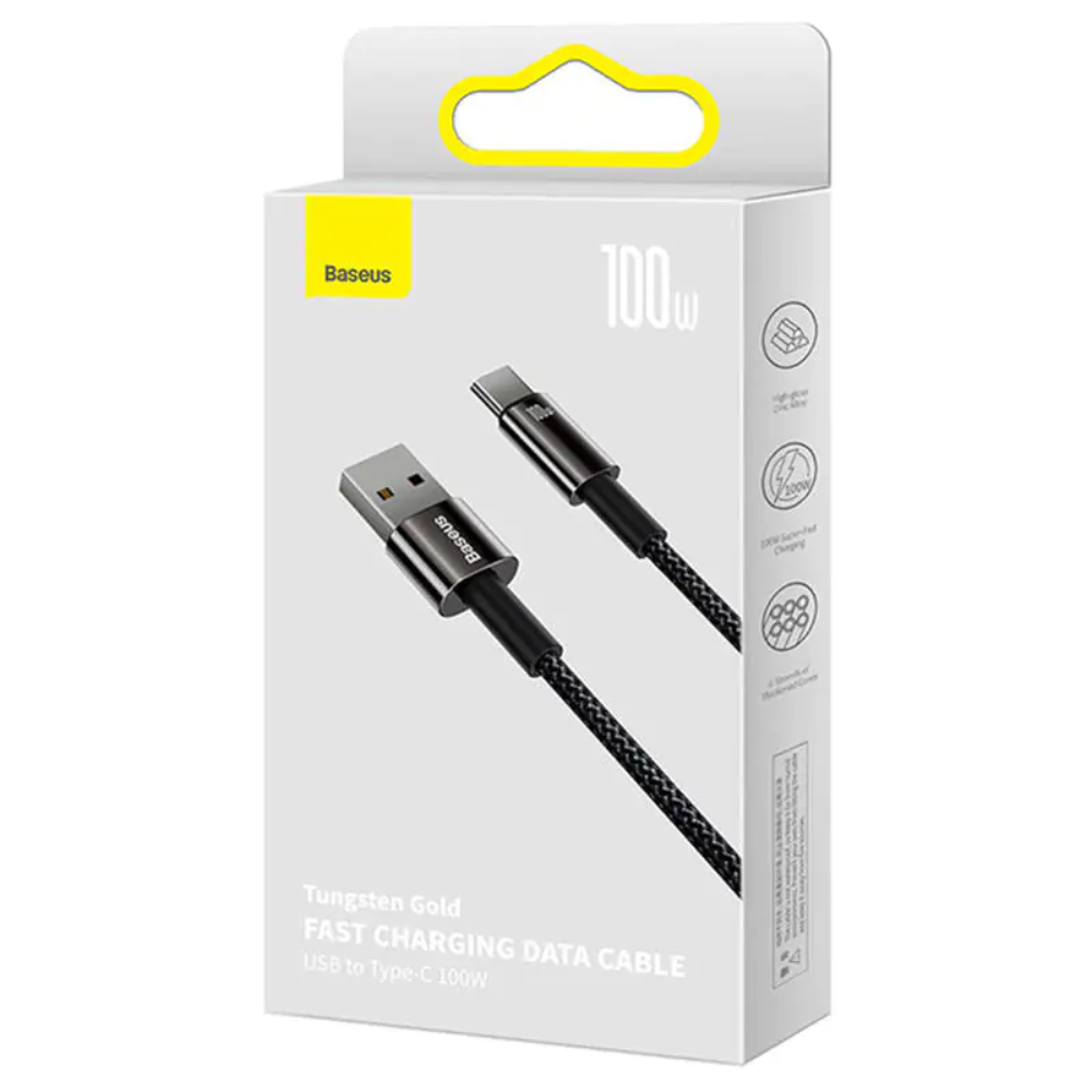 CABLE USB TIPO C 1MT CAWJ000001 CARGA RAPIDA 100W TUNGSTEN GOLD NEGRO