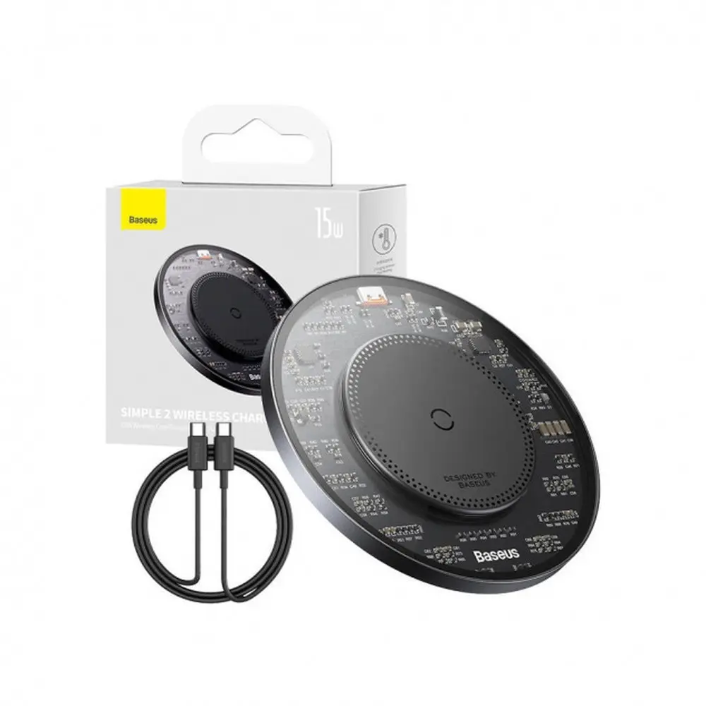 CARGADOR INALÁMBRICO  TIPO C A TIPO C CCJJ050001 SIMPLE 2 15W NEGRO CON CABLE 24W