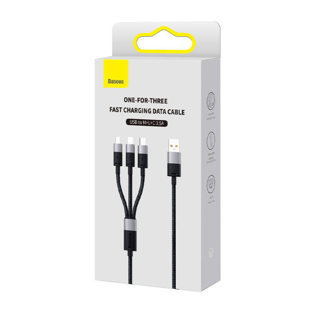 CABLE 3 EN 1  USB A MICRO/LIGHTNING/TIPO C 3.5A 1.2MT CAXS000001 STARSPEED NEGRO