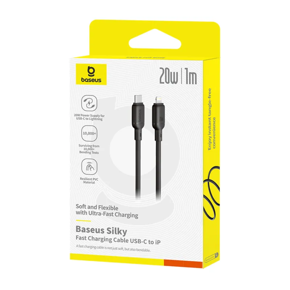 OS-Baseus Silky Series Fast Charging Cable Type-C to iP 20W 1m Cluster Black