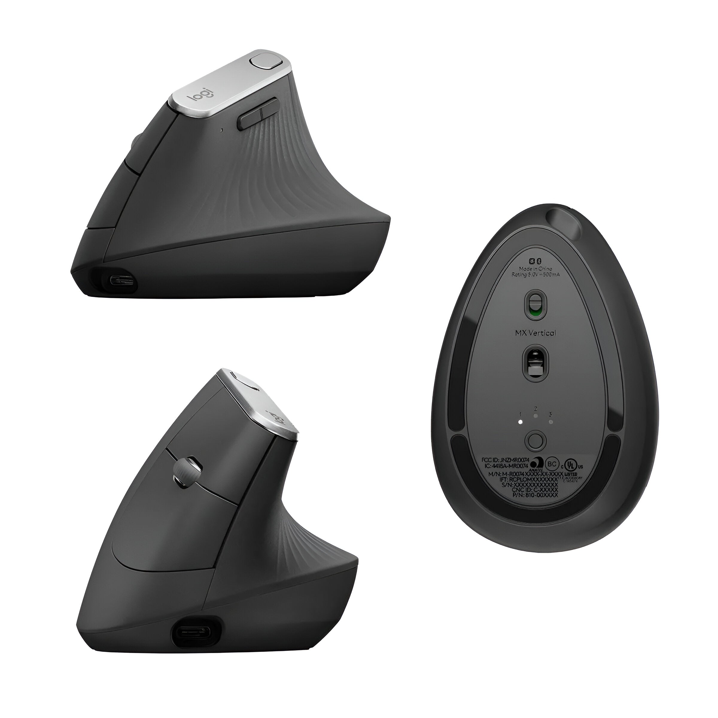 MOUSE LOGITECH MX VERTICAL NEGRO ERGONOMICO EASY SWITCH-FLOW-UNIFYING-BLUETOOTH-USB-RECARGABLE
