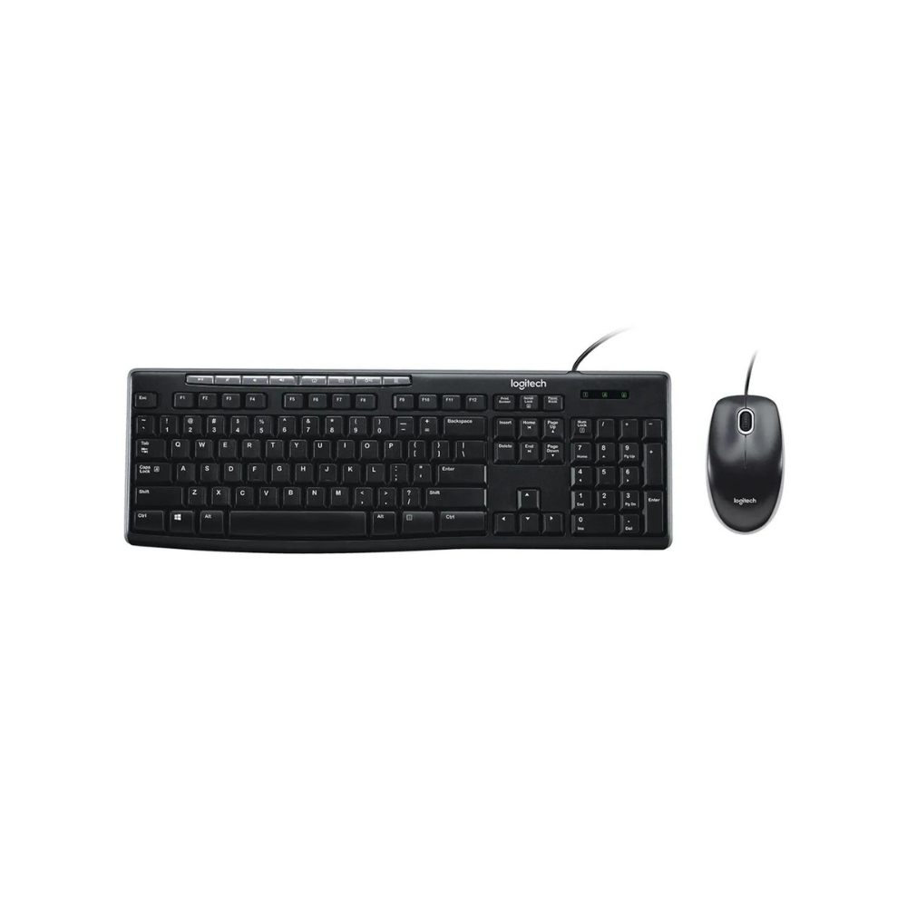 TECLADO-MOUSE COMBO LOGITECH MK200 NEGRO USB PLUG AND PLAY RESISTENTE A SALPICADURAS