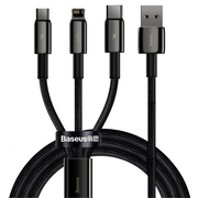 CABLE 3 EN 1 MICRO USB TIPO C Y LIGHTNING 1.5MT CAMLTWJ-01 66W NEGRO