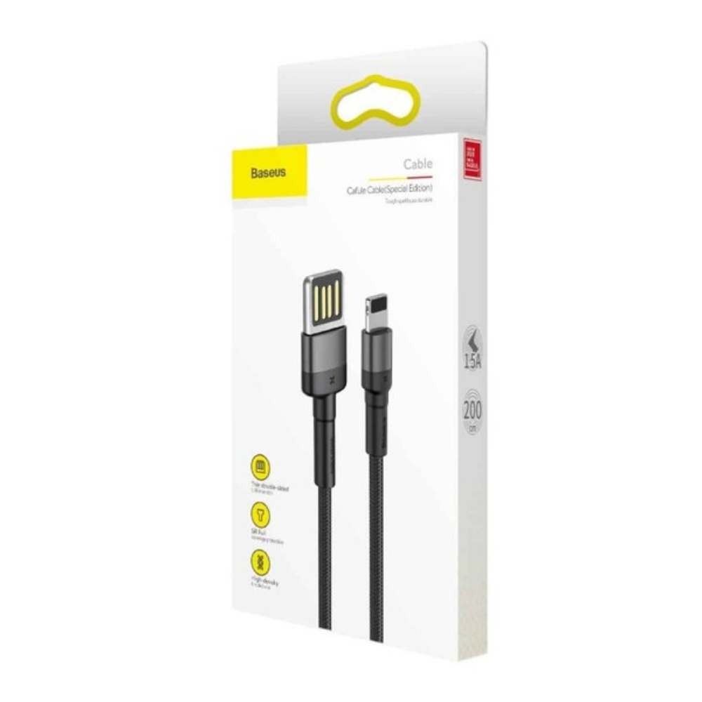 CABLE USB A LIGHTNING 1.5A 2MT CALKLF-HG1 CAFULE EDICIÓN ESPECIAL  GRIS+NEGRO